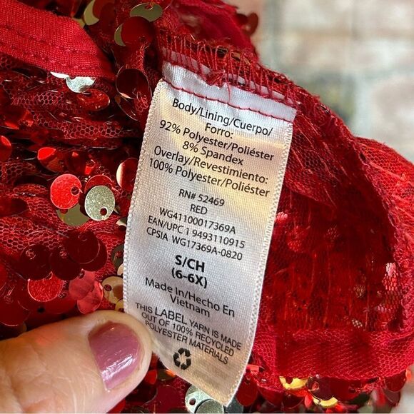 5 for $25🔥Girls Small (6/6X) Wonder Nation Red Sequined Jumpsuit - Picture 4 of 5